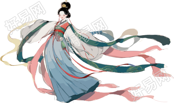 古风仙女嫦娥握玉兔飞向月球
