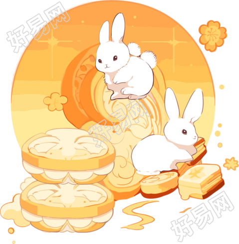 月饼白兔可商用的创意设计元素PNG图形素材