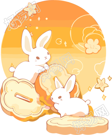 白兔与月饼的创意设计素材