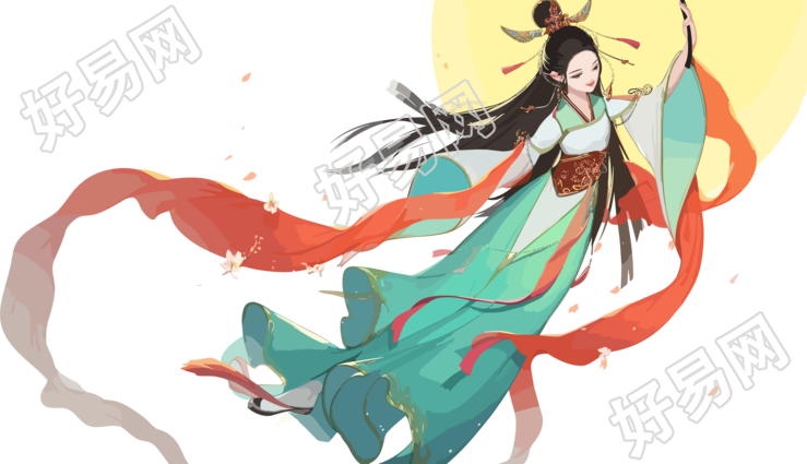 唐装飞仙嫦娥仙子中秋节素材