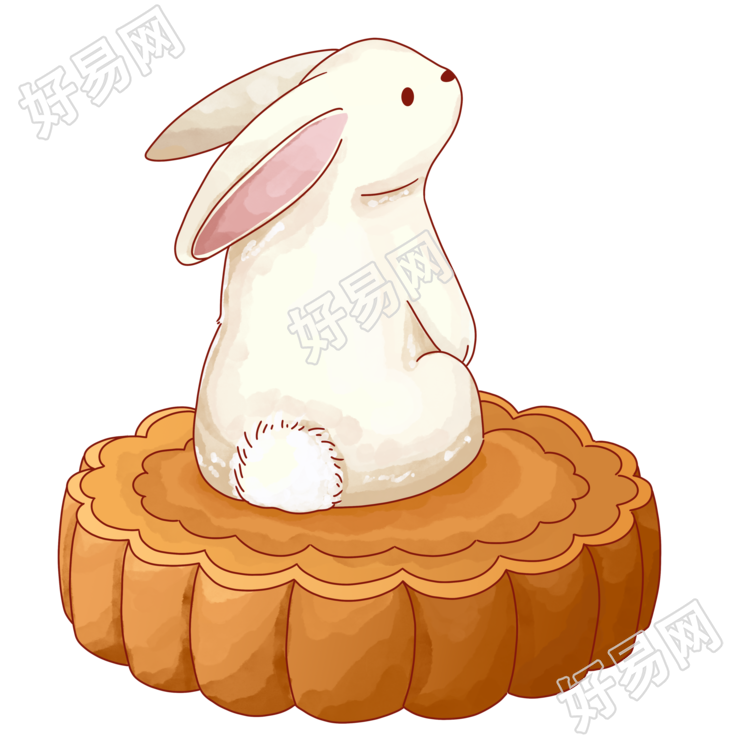 中秋节月饼和兔子素材
