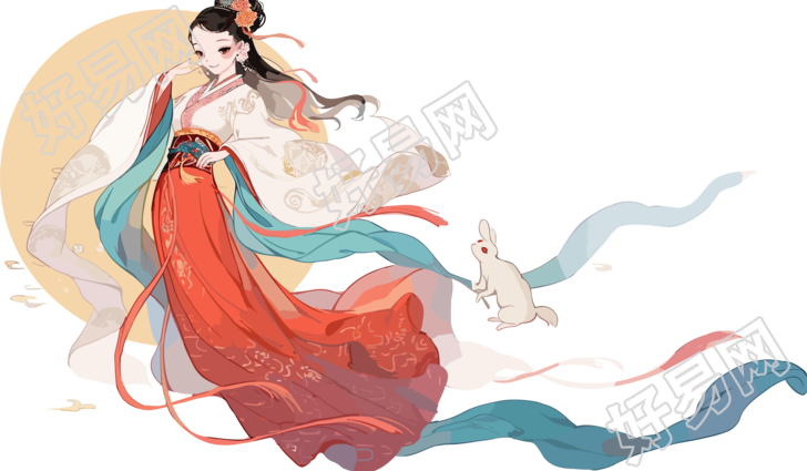 中国古风嫦娥仙子插画