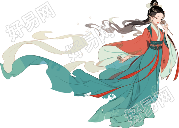 古风嫦娥仙子握玉兔飞向月球
