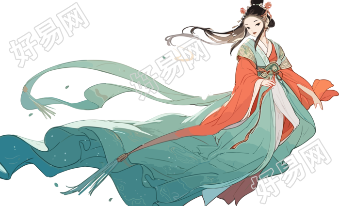 古风嫦娥仙子握玉兔冲向月亮