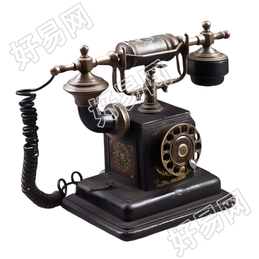 复古黑色电话PNG插画素材