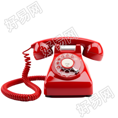 红色复古电话透明背景元素