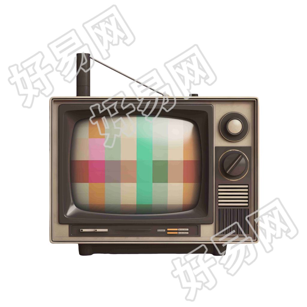 经典电视装置的彩色数字屏幕插画