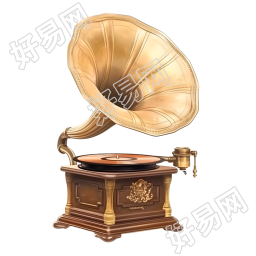 古典木质底座的32k UHD Daz3D风格典雅留声机图像素材
