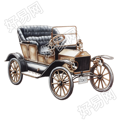 早1900年代古董汽车金属装饰插画