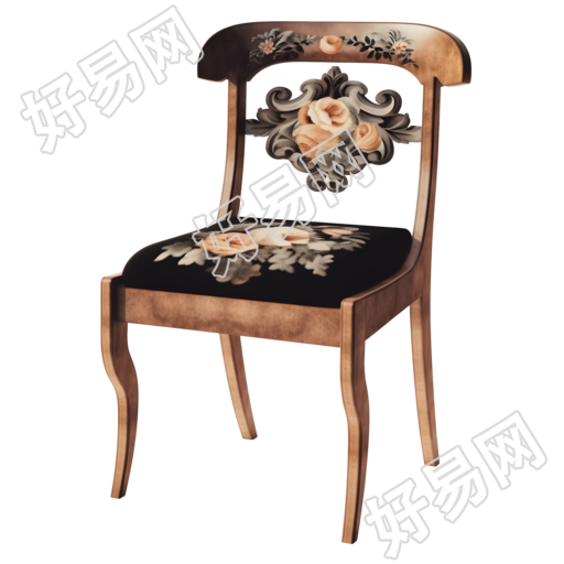 托马斯·哈特·本顿风格的花卉刺绣餐椅素材