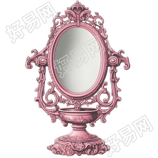 粉色复古梳妆镜素材