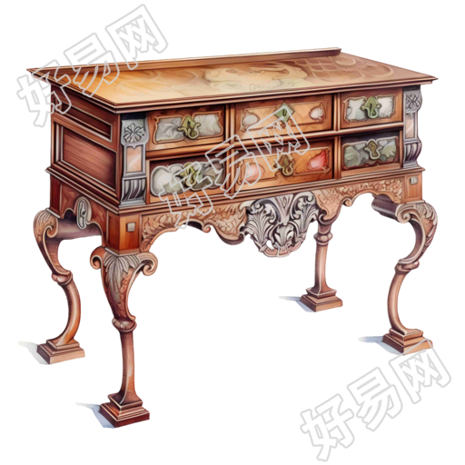 多层次精细对比白色背景豪华抽屉式桌子素材