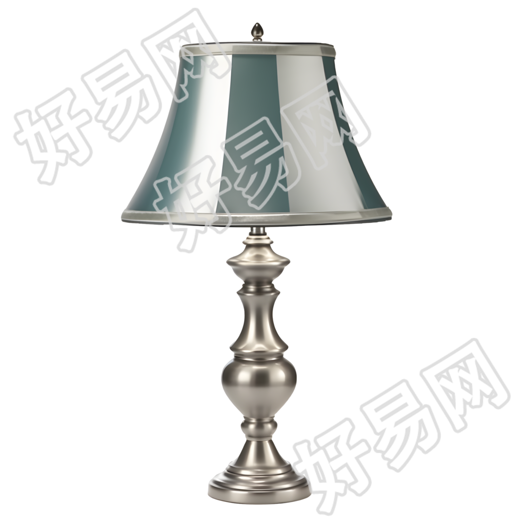 高清创意设计商业用途的白色背景彩色灯罩银色台灯素材
