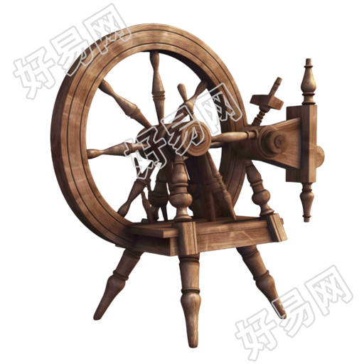 超写实木质底座旋转车轮插画设计素材