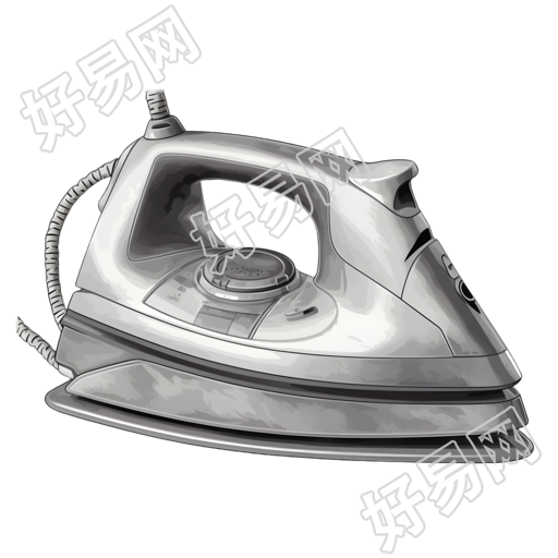 白色背景详细阴影的免费蒸汽熨斗插画