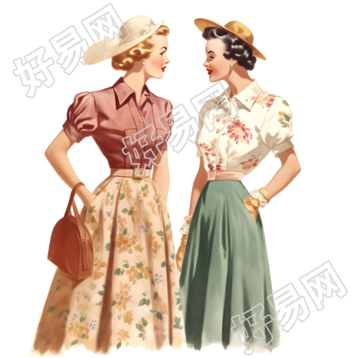 复古风格人物插图设计素材