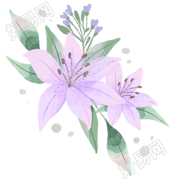 独特水彩风格花卉元素