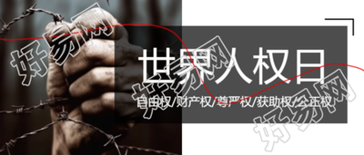 世界人权日微信公众号首图展示人们的自由权利和尊严权