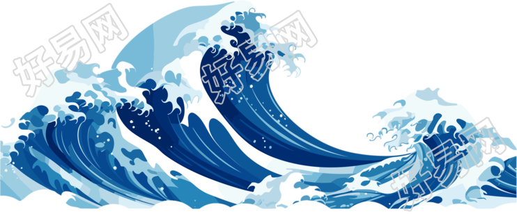 可商用蓝色海浪插画设计