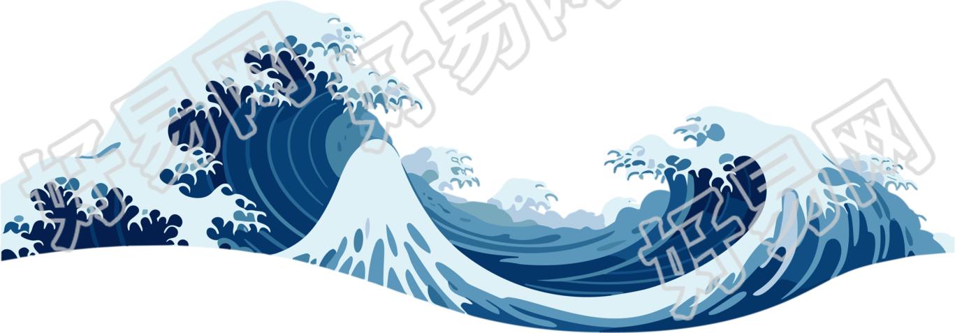 白色背景上的蓝色海浪插图
