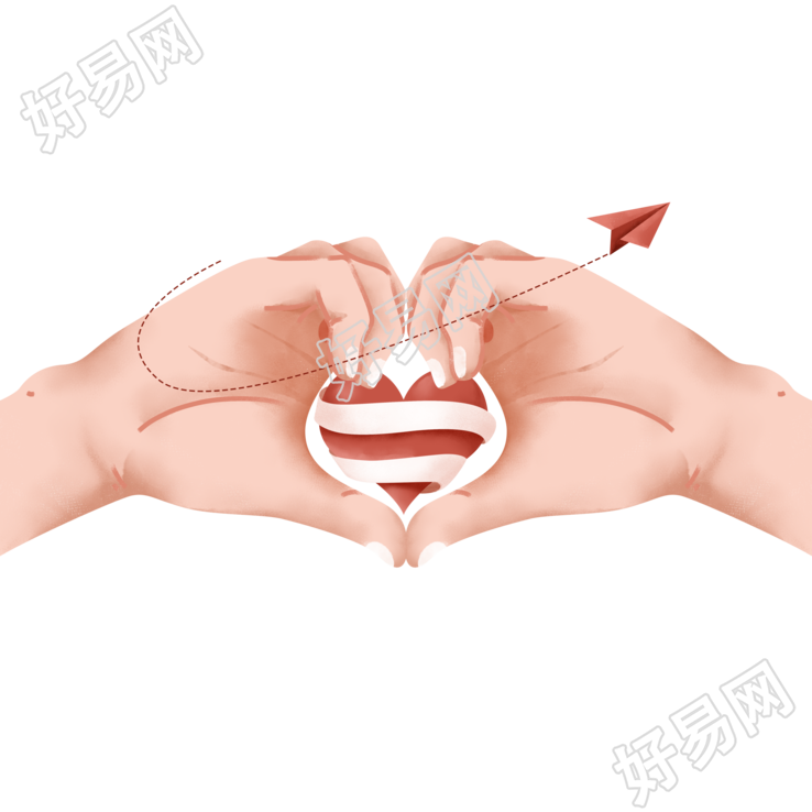 志愿服务插画手比爱心创意设计素材