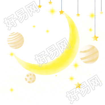 夜晚的星星月亮星球绘本故事插图