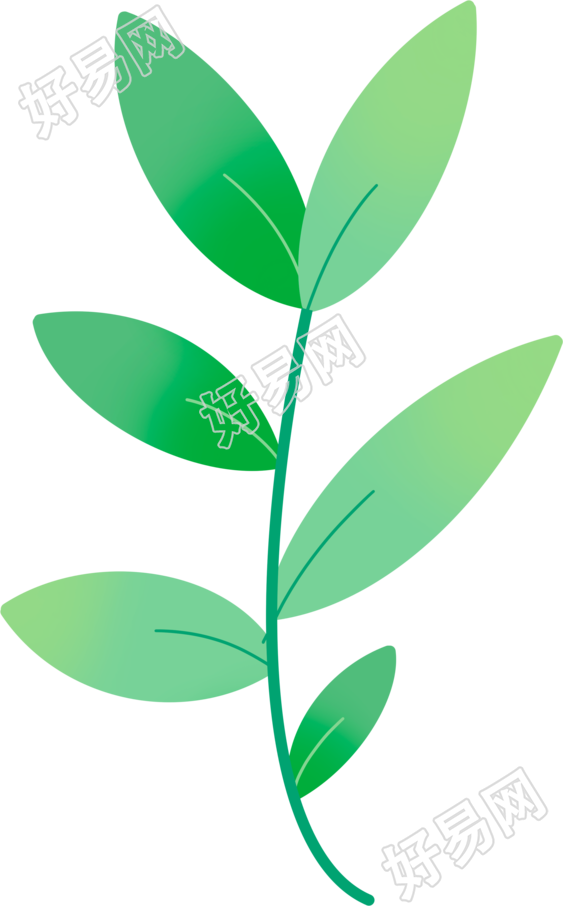 装饰性绿叶透明背景素材