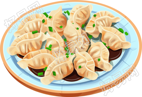 美味的中国饺子扁平插图