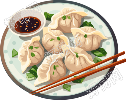 可口的中国饺子插画