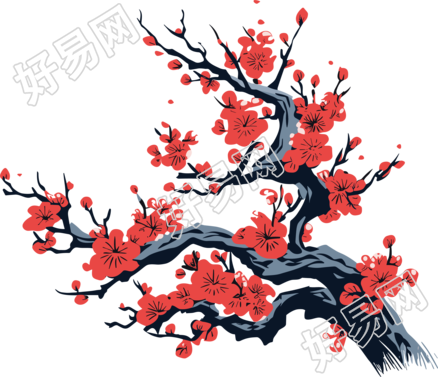 冬季红色梅花图形素材