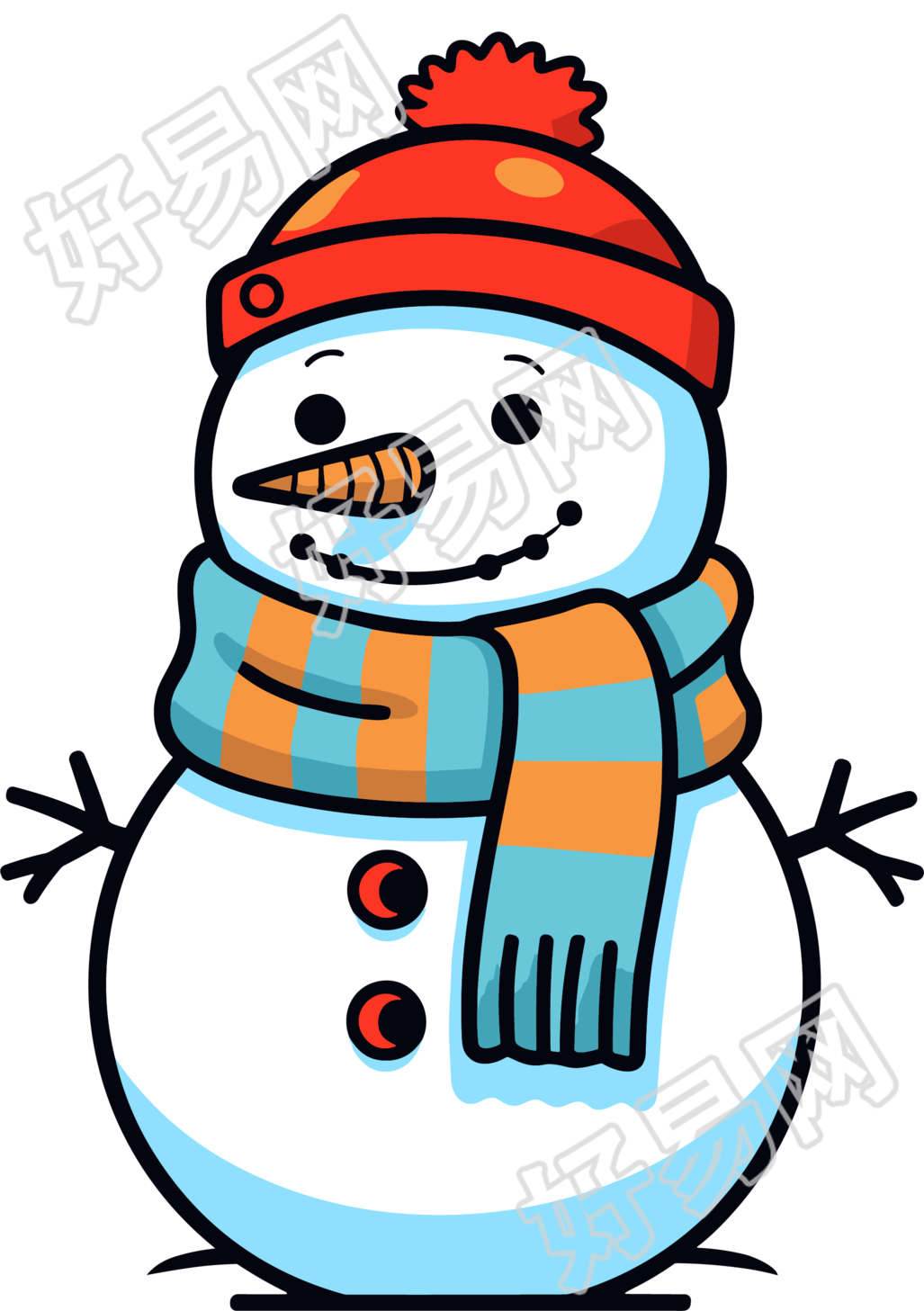 可爱的雪人透明背景插画素材