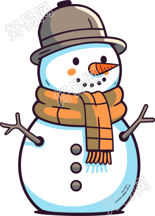 可爱雪人佩戴围巾插图
