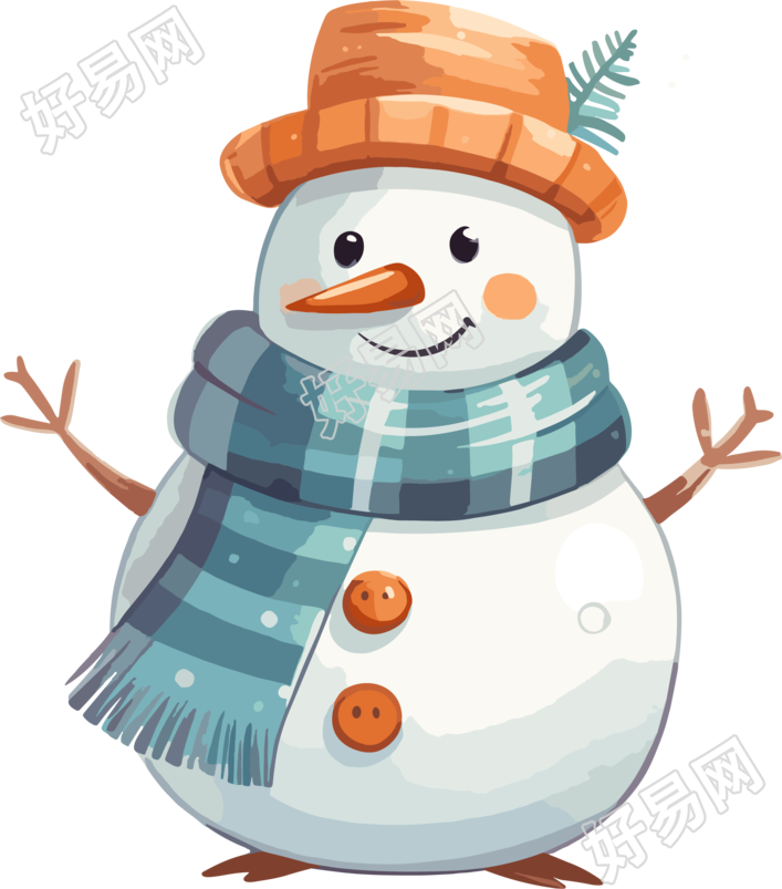 可爱雪人插画设计素材