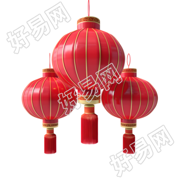 中式新年灯笼透明背景设计元素