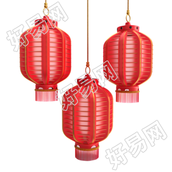 中国新年素材红色灯笼插画