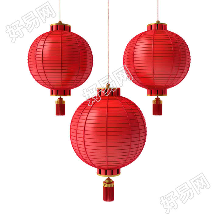 红色中国灯笼中式庆祝元素