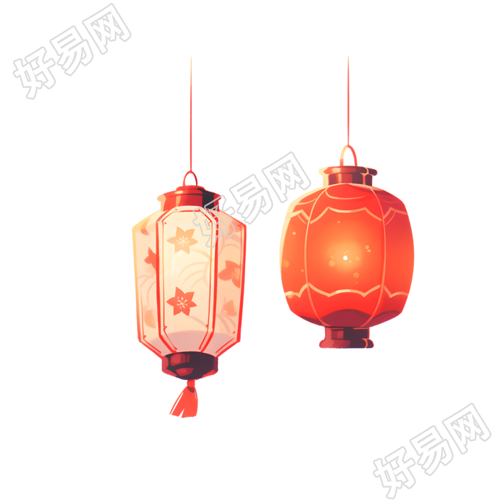 中国传统灯笼古风插画