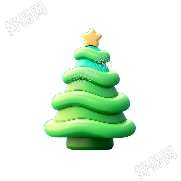可爱的3D圣诞树PNG图形素材