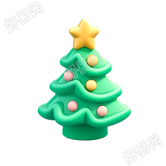 可商用的3D圣诞树图标插画