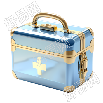 透明背景的艾利德蓝金色急救包图标