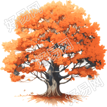 秋天的大树插画素材