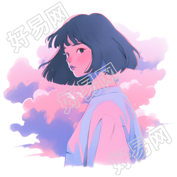 女孩水彩浪漫插画