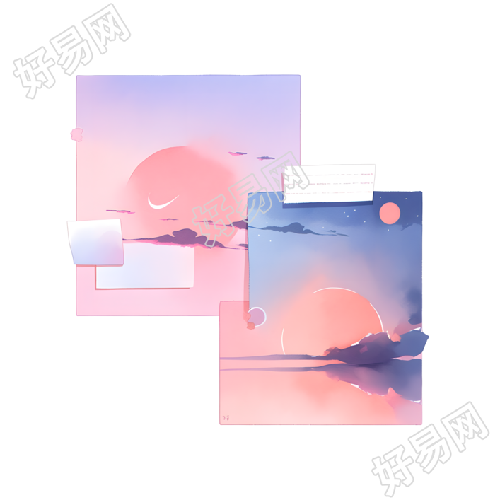 照片极简水彩浪漫插画设计元素