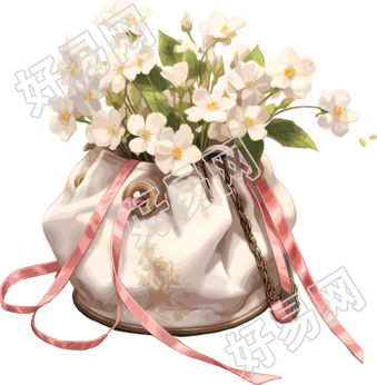 简约丝花袋可爱插画