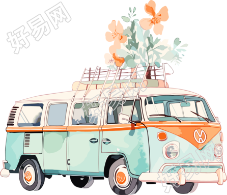 汽车水彩插画设计素材
