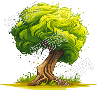 卡通树和大量草地