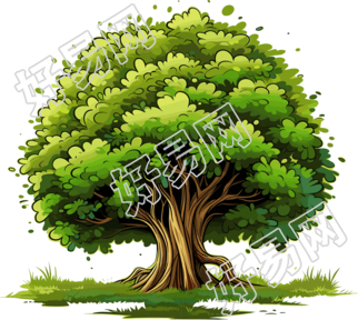 卡通树与大量草地