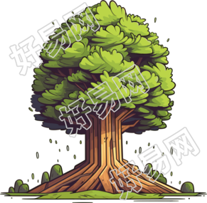 树木与草地图案插画