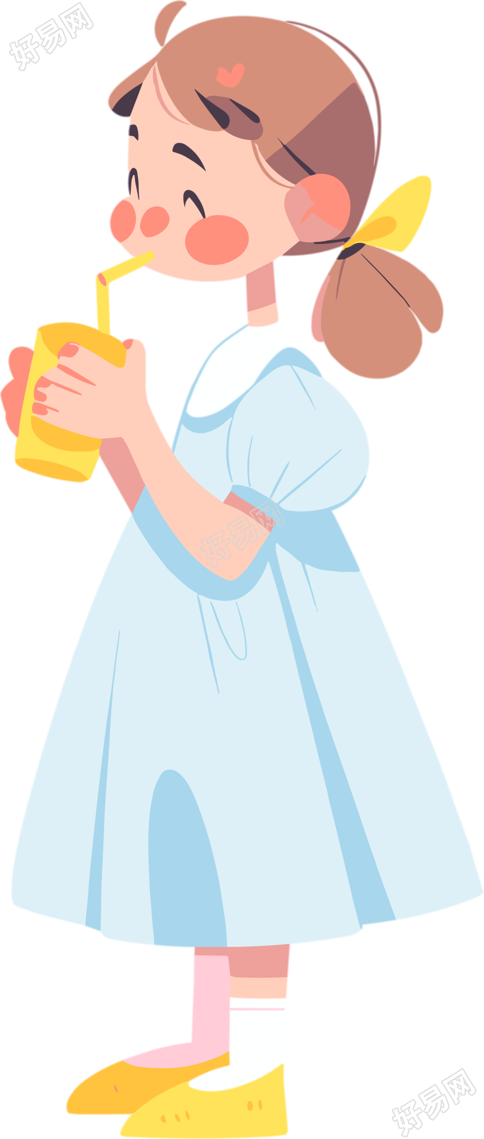 小女孩魅力迷人的简约插画设计素材