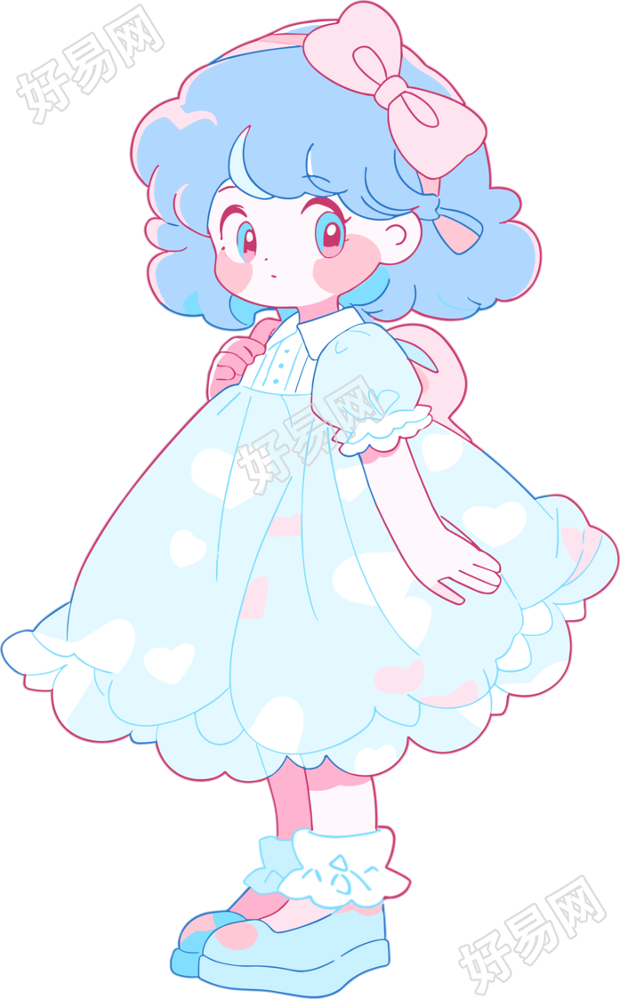 小女孩呆萌插画